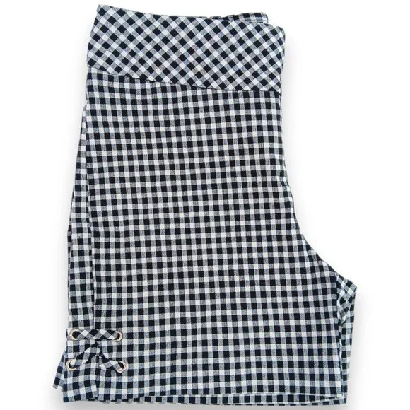 Ingredients- Women's-Gingham Checkered Black-White Shorts-Flat Panel-Summer - Picture 2 of 12